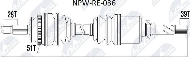 NTY NPW-RE-036 - Приводной вал autospares.lv