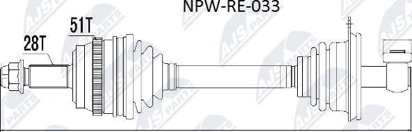 NTY NPW-RE-033 - Приводной вал autospares.lv