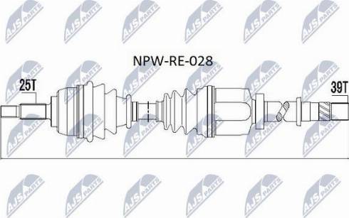 NTY NPW-RE-028 - Приводной вал autospares.lv