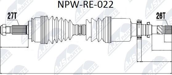 NTY NPW-RE-022 - Приводной вал autospares.lv