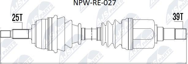 NTY NPW-RE-027 - Приводной вал autospares.lv