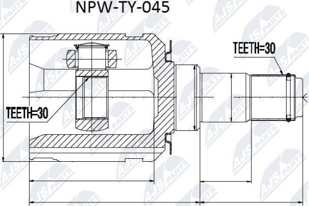 NTY NPW-TY-045 - Шарнирный комплект, ШРУС, приводной вал autospares.lv