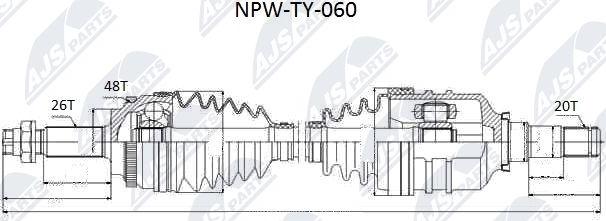 NTY NPW-TY-060 - Приводной вал autospares.lv