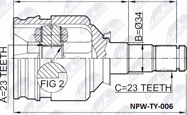 NTY NPW-TY-006 - Шарнирный комплект, ШРУС, приводной вал autospares.lv