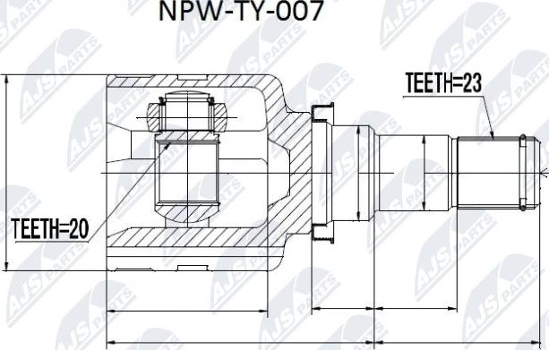 NTY NPW-TY-007 - Шарнирный комплект, ШРУС, приводной вал autospares.lv