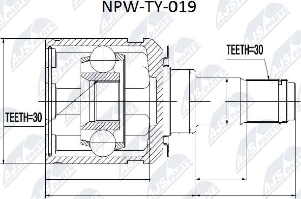 NTY NPW-TY-019 - Шарнирный комплект, ШРУС, приводной вал autospares.lv