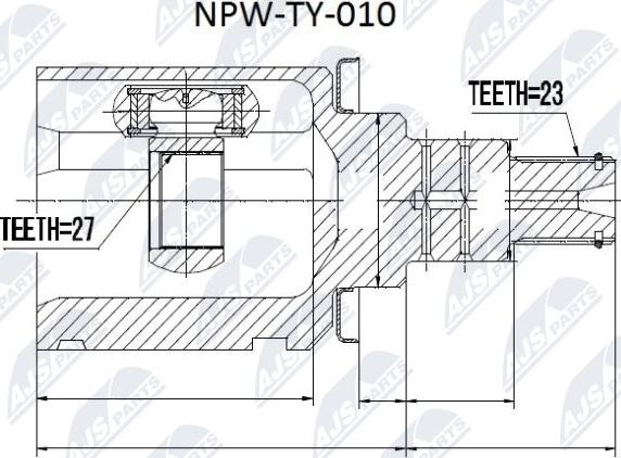 NTY NPW-TY-010 - Шарнирный комплект, ШРУС, приводной вал autospares.lv