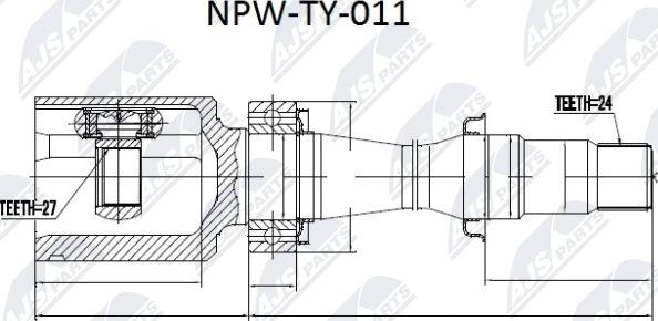 NTY NPW-TY-011 - Шарнирный комплект, ШРУС, приводной вал autospares.lv