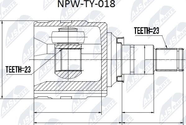 NTY NPW-TY-018 - Шарнирный комплект, ШРУС, приводной вал autospares.lv