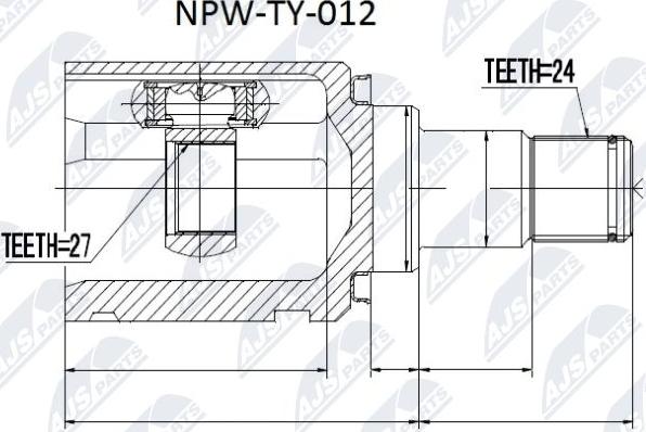 NTY NPW-TY-012 - Шарнирный комплект, ШРУС, приводной вал autospares.lv