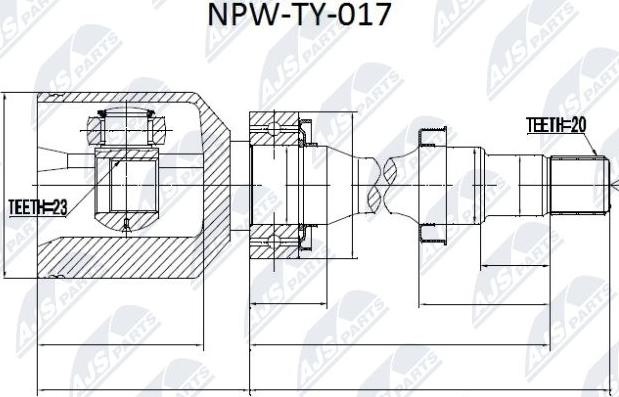 NTY NPW-TY-017 - Шарнирный комплект, ШРУС, приводной вал autospares.lv