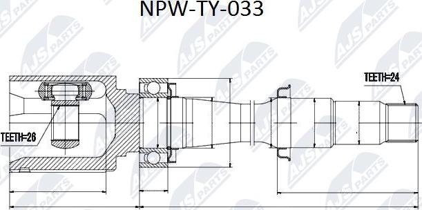 NTY NPW-TY-033 - Шарнирный комплект, ШРУС, приводной вал autospares.lv