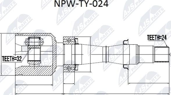 NTY NPW-TY-024 - Шарнирный комплект, ШРУС, приводной вал autospares.lv