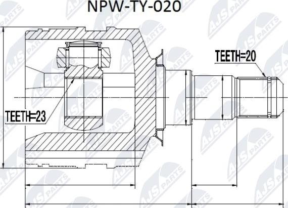 NTY NPW-TY-020 - Шарнирный комплект, ШРУС, приводной вал autospares.lv