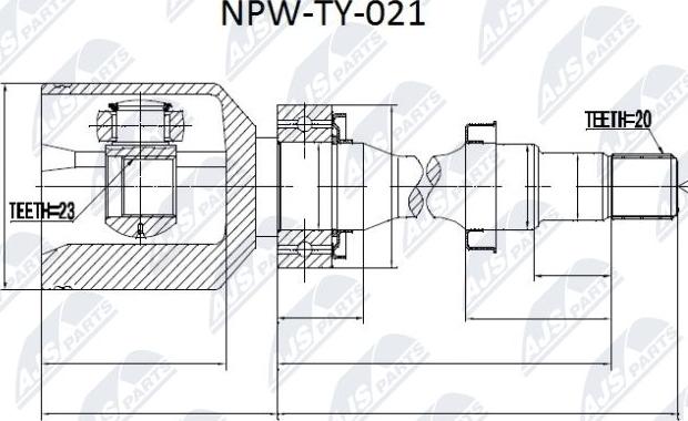 NTY NPW-TY-021 - Шарнирный комплект, ШРУС, приводной вал autospares.lv