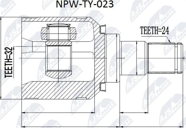 NTY NPW-TY-023 - Шарнирный комплект, ШРУС, приводной вал autospares.lv