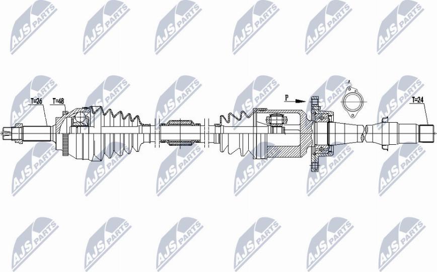 NTY NPW-TY-075 - Приводной вал autospares.lv