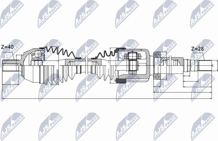 NTY NPW-VV-044 - Приводной вал autospares.lv