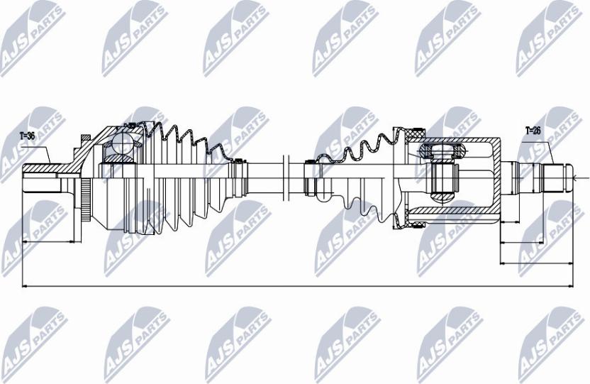 NTY NPW-VV-045 - Приводной вал autospares.lv