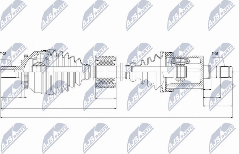 NTY NPW-VV-043 - Приводной вал autospares.lv