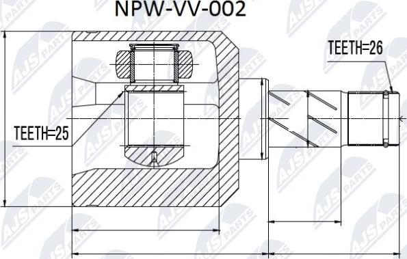 NTY NPW-VV-002 - Шарнирный комплект, ШРУС, приводной вал autospares.lv