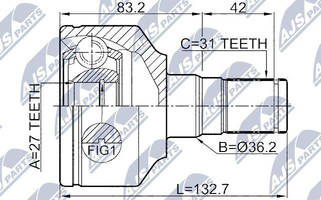 NTY NPW-VV-014 - Шарнирный комплект, ШРУС, приводной вал autospares.lv