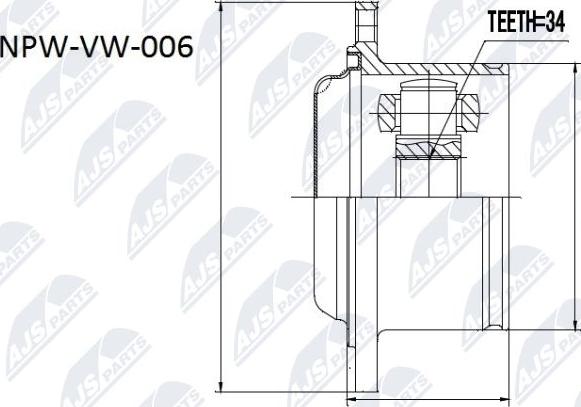 NTY NPW-VW-006 - Шарнирный комплект, ШРУС, приводной вал autospares.lv