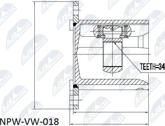 NTY NPW-VW-018 - Шарнирный комплект, ШРУС, приводной вал autospares.lv