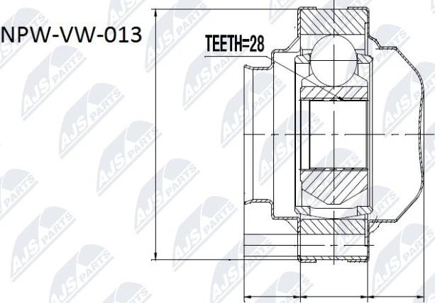 NTY NPW-VW-013 - Шарнирный комплект, ШРУС, приводной вал autospares.lv