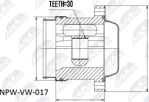 NTY NPW-VW-017 - Шарнирный комплект, ШРУС, приводной вал autospares.lv