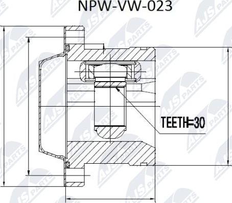 NTY NPW-VW-023 - Шарнирный комплект, ШРУС, приводной вал autospares.lv