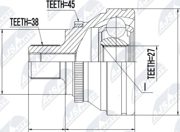 NTY NPZ-AU-016 - Шарнирный комплект, ШРУС, приводной вал autospares.lv