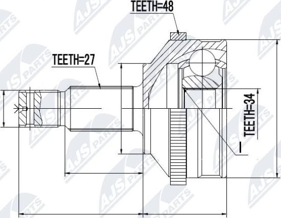 NTY NPZ-CT-003 - Шарнирный комплект, ШРУС, приводной вал autospares.lv