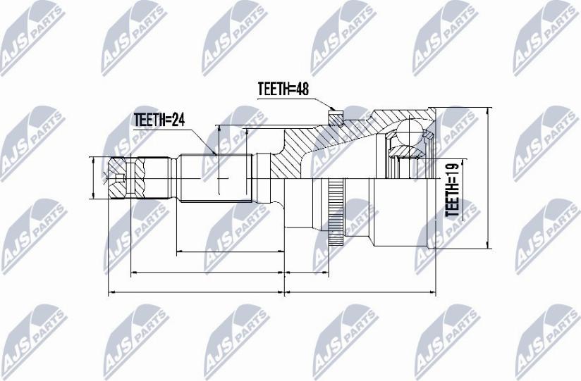 NTY NPZ-DA-015 - Шарнирный комплект, ШРУС, приводной вал autospares.lv