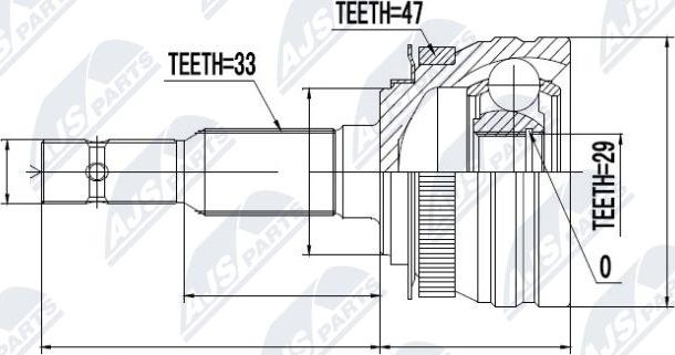 NTY NPZ-DW-004 - Шарнирный комплект, ШРУС, приводной вал autospares.lv