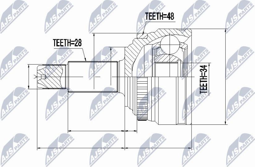 NTY NPZ-DW-028 - Шарнирный комплект, ШРУС, приводной вал autospares.lv