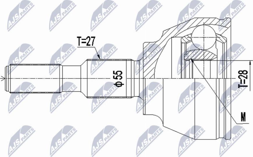 NTY NPZ-FR-056 - Шарнирный комплект, ШРУС, приводной вал autospares.lv