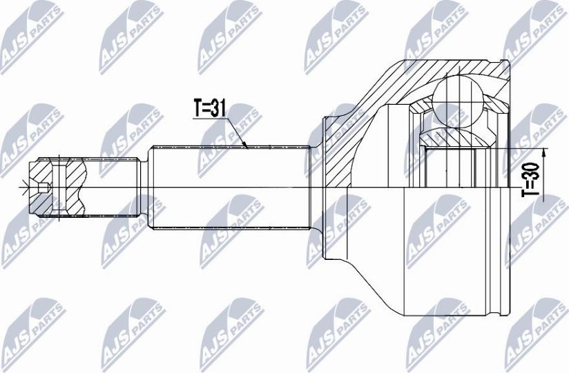 NTY NPZ-FR-053 - Шарнирный комплект, ШРУС, приводной вал autospares.lv