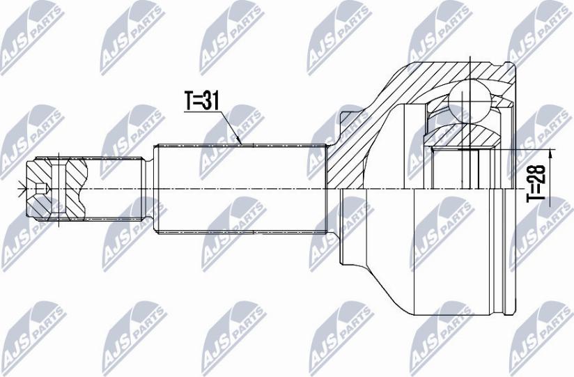 NTY NPZ-FR-052 - Шарнирный комплект, ШРУС, приводной вал autospares.lv