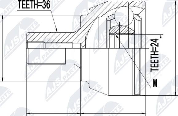 NTY NPZ-FR-015 - Шарнирный комплект, ШРУС, приводной вал autospares.lv