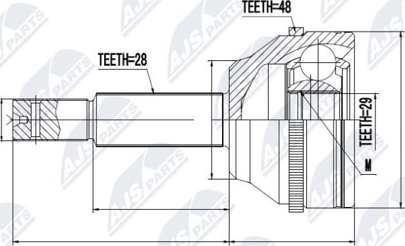 NTY NPZ-FR-032 - Шарнирный комплект, ШРУС, приводной вал autospares.lv