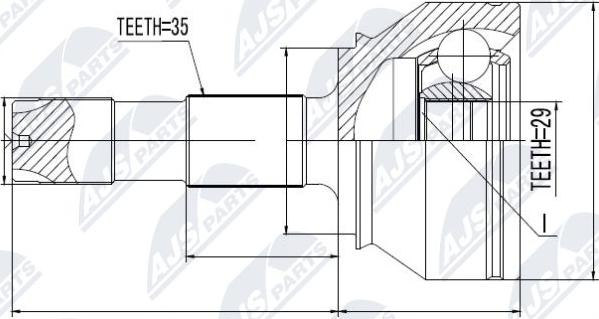 NTY NPZ-FT-055 - Шарнирный комплект, ШРУС, приводной вал autospares.lv