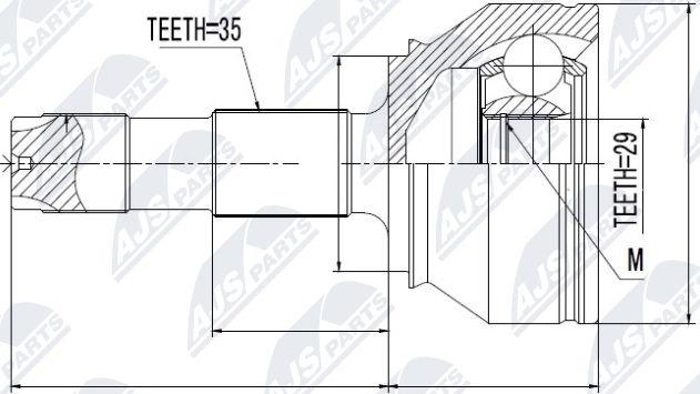 NTY NPZ-FT-038 - Шарнирный комплект, ШРУС, приводной вал autospares.lv