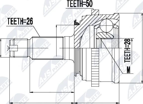 NTY NPZ-HD-027 - Шарнирный комплект, ШРУС, приводной вал autospares.lv