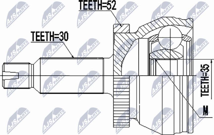 NTY NPZ-HY-554 - Шарнирный комплект, ШРУС, приводной вал autospares.lv