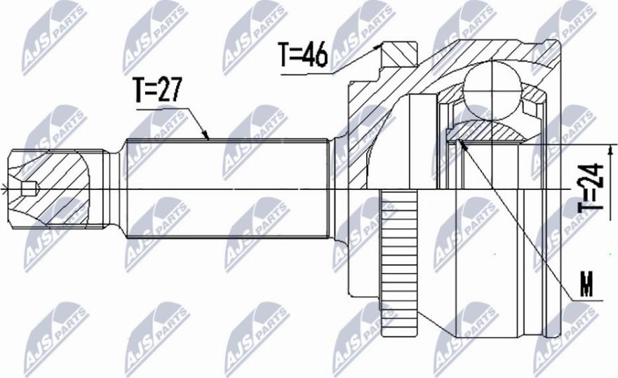 NTY NPZ-HY-557 - Шарнирный комплект, ШРУС, приводной вал autospares.lv