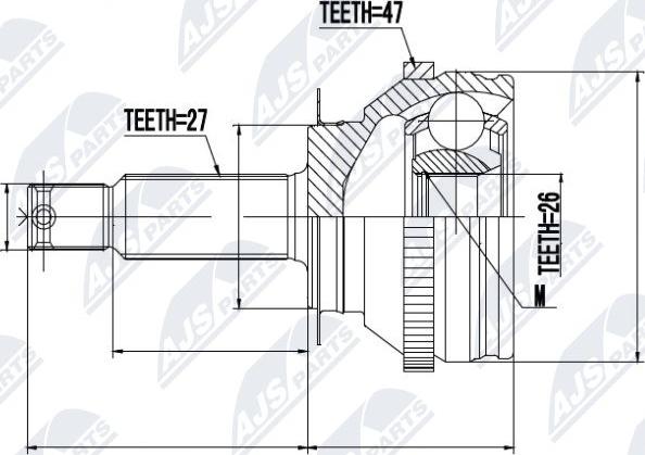 NTY NPZ-HY-505 - Шарнирный комплект, ШРУС, приводной вал autospares.lv