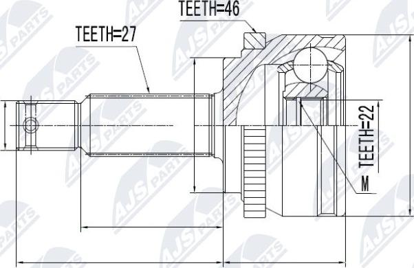 NTY NPZ-KA-308 - Шарнирный комплект, ШРУС, приводной вал autospares.lv