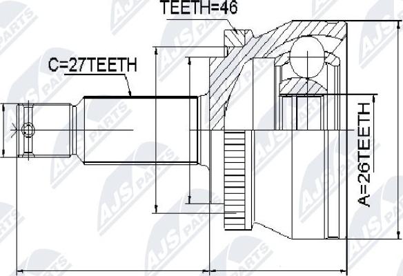 NTY NPZ-KA-307 - Шарнирный комплект, ШРУС, приводной вал autospares.lv