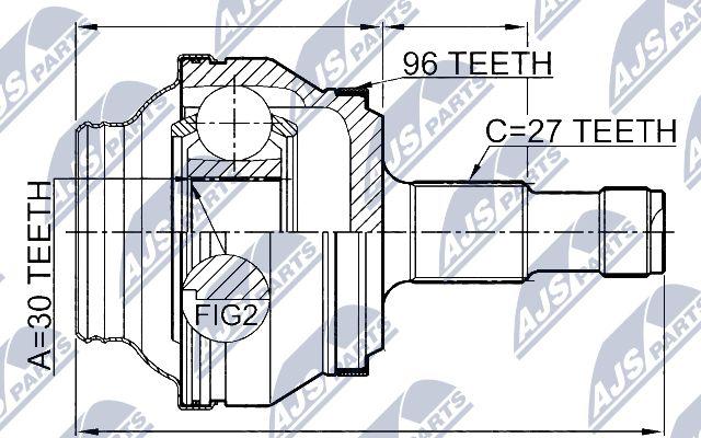 NTY NPZ-ME-020 - Шарнирный комплект, ШРУС, приводной вал autospares.lv